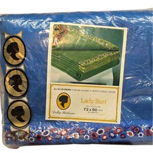 NWT NOS Dolly Madison vintage Blanket Blue Embroidered retro granny core  groovy